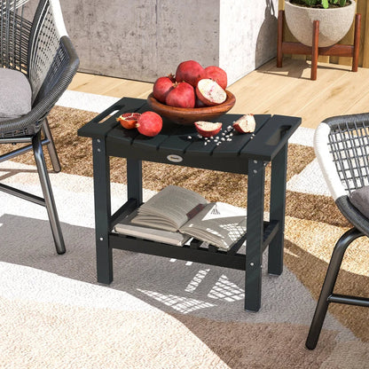 HDPE Shower Bench, Waterproof Shower Stool With Handle, Storage Shelf, Non-Slip Pads For Indoor Outdoor, Black