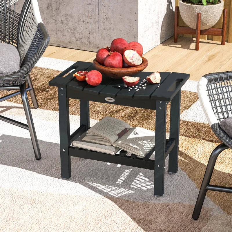 HDPE Shower Bench, Waterproof Shower Stool With Handle, Storage Shelf, Non-Slip Pads For Indoor Outdoor, Black