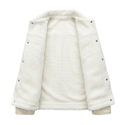 Retro Fashion Brand Fleece-lined Warm Lapel Cotton-padded Coat