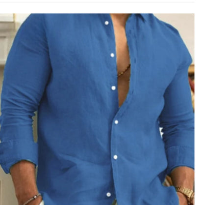 Amazon Men's Linen Shirt Button Shirt Summer Beach Solid Color
