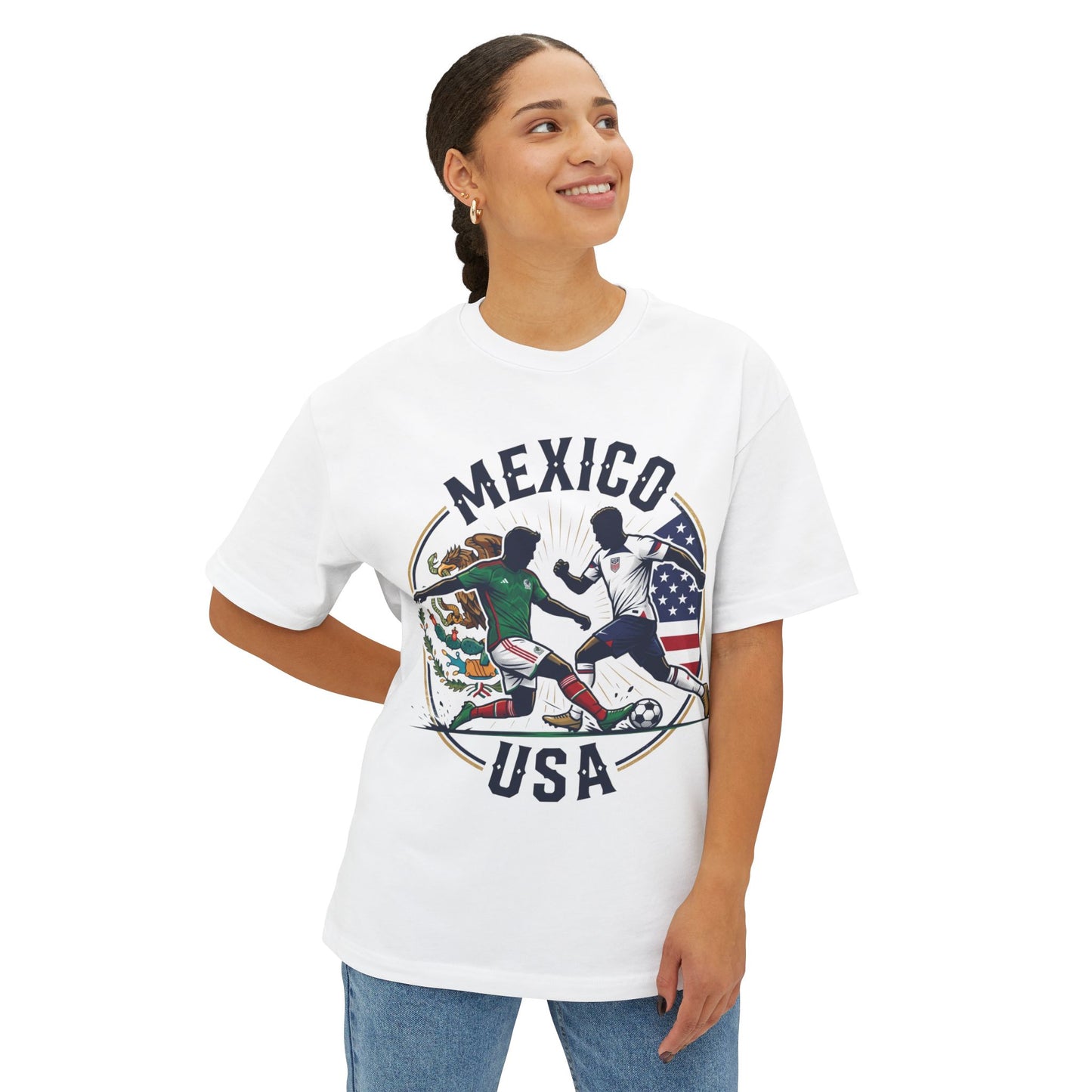 Mexico vs USA Soccer Tee — Dual Flag Soccer Fans Shirt