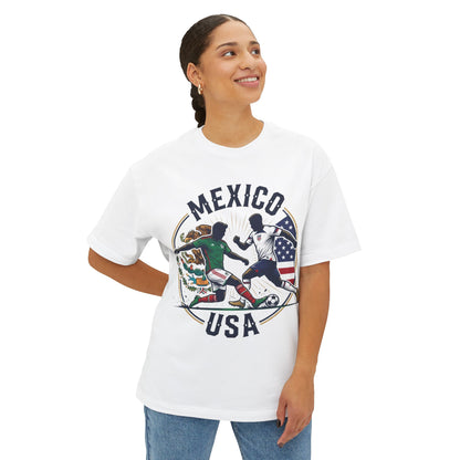 Mexico vs USA Soccer Tee — Dual Flag Soccer Fans Shirt