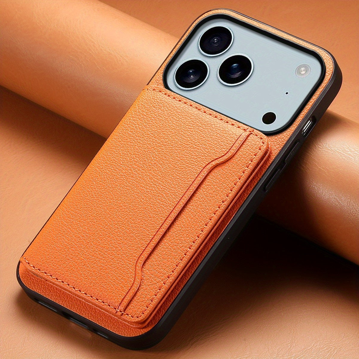 The Denior Phone Case Is Designed for The for iphone 17 Air/Pro/Pro Max Series, Featuring a Lychee Pattern Made of Faux Leather. It Includes Three Card Slots for Holding Credit Cards, ID Cards, Or Cash. This Phone Case Is Ele