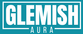 Glemish Aura logo on a teal background