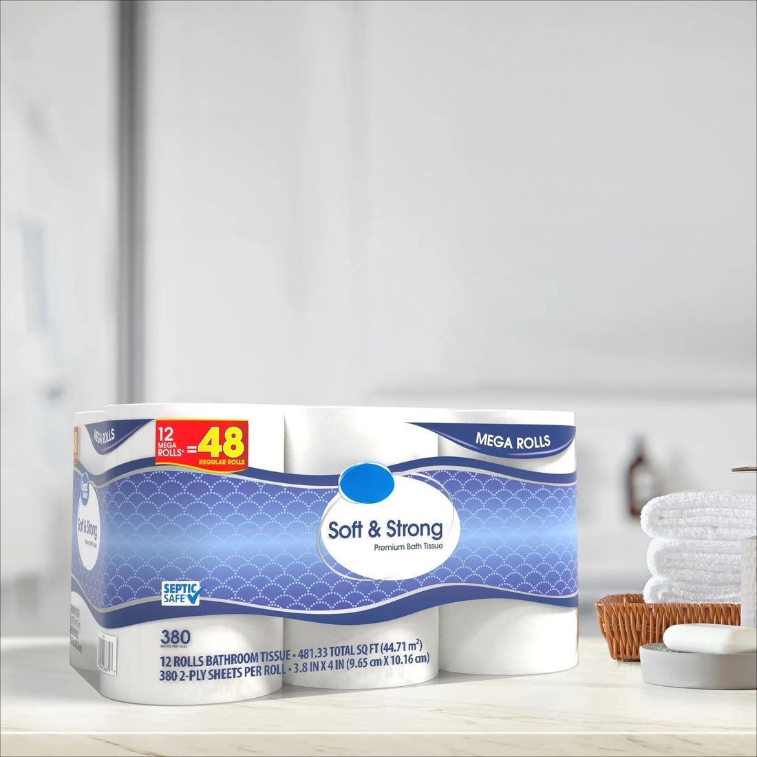 Soft & Strong Premium Toilet Paper, 12 Mega Rolls