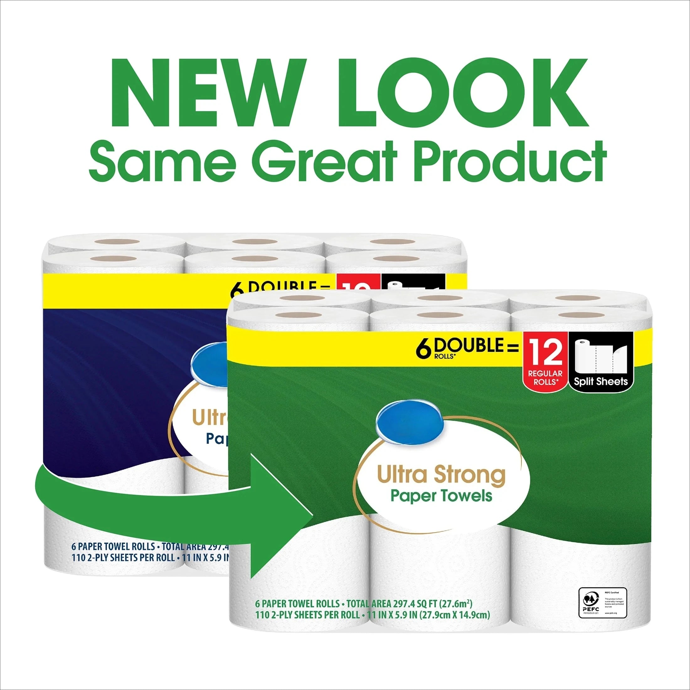 Ultra Strong Paper Towels, 6 Double Rolls