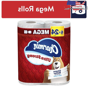 Ultra Strong Toilet Paper 2 Ply 6 Mega Rolls Septic Safe Unscented Perforated 1320 Sheets Clog Safe Diamond Weave Texture