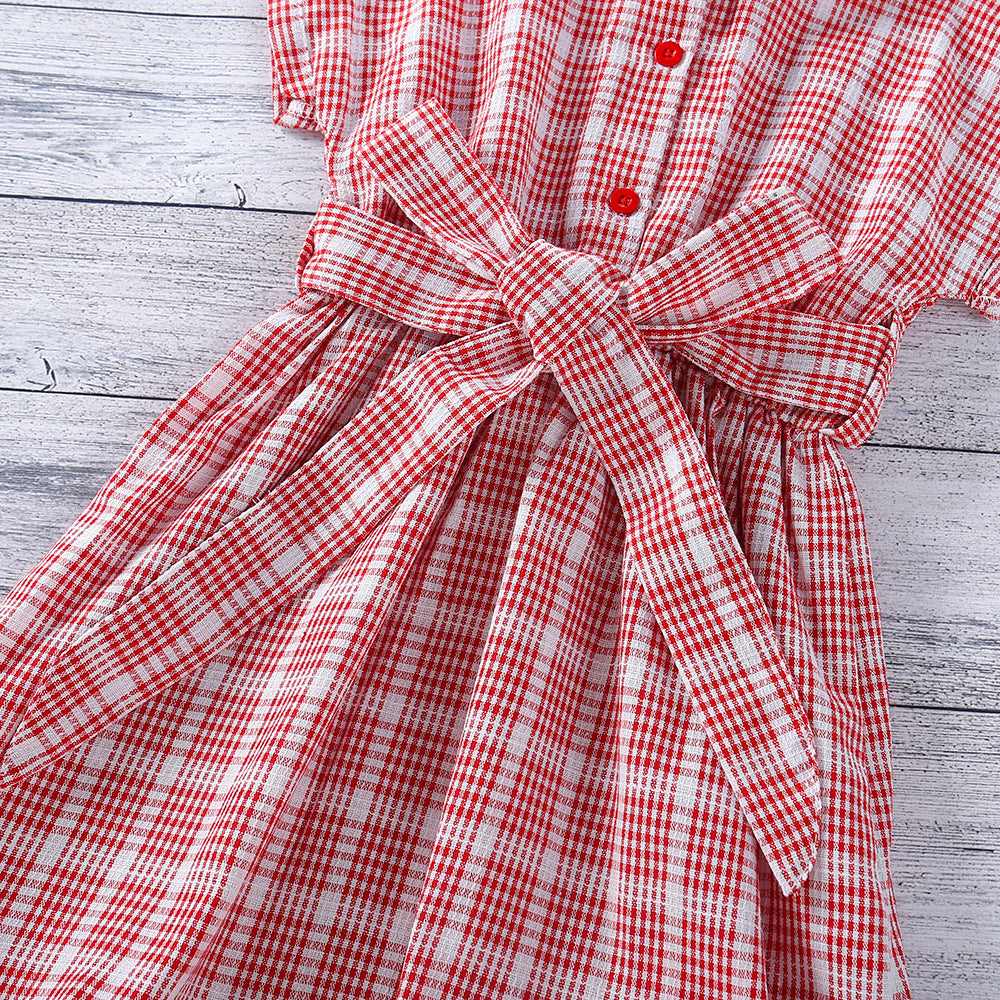 Girls' Plaid Fashion Personality Western Princess Dress