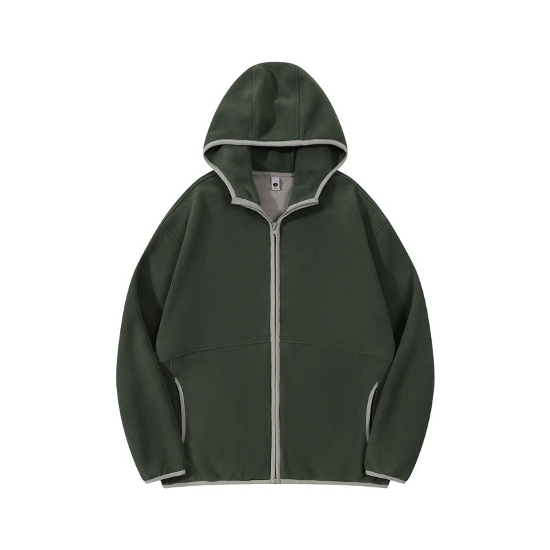 Hooded Sweater Men's Velvet Jacket Zipper