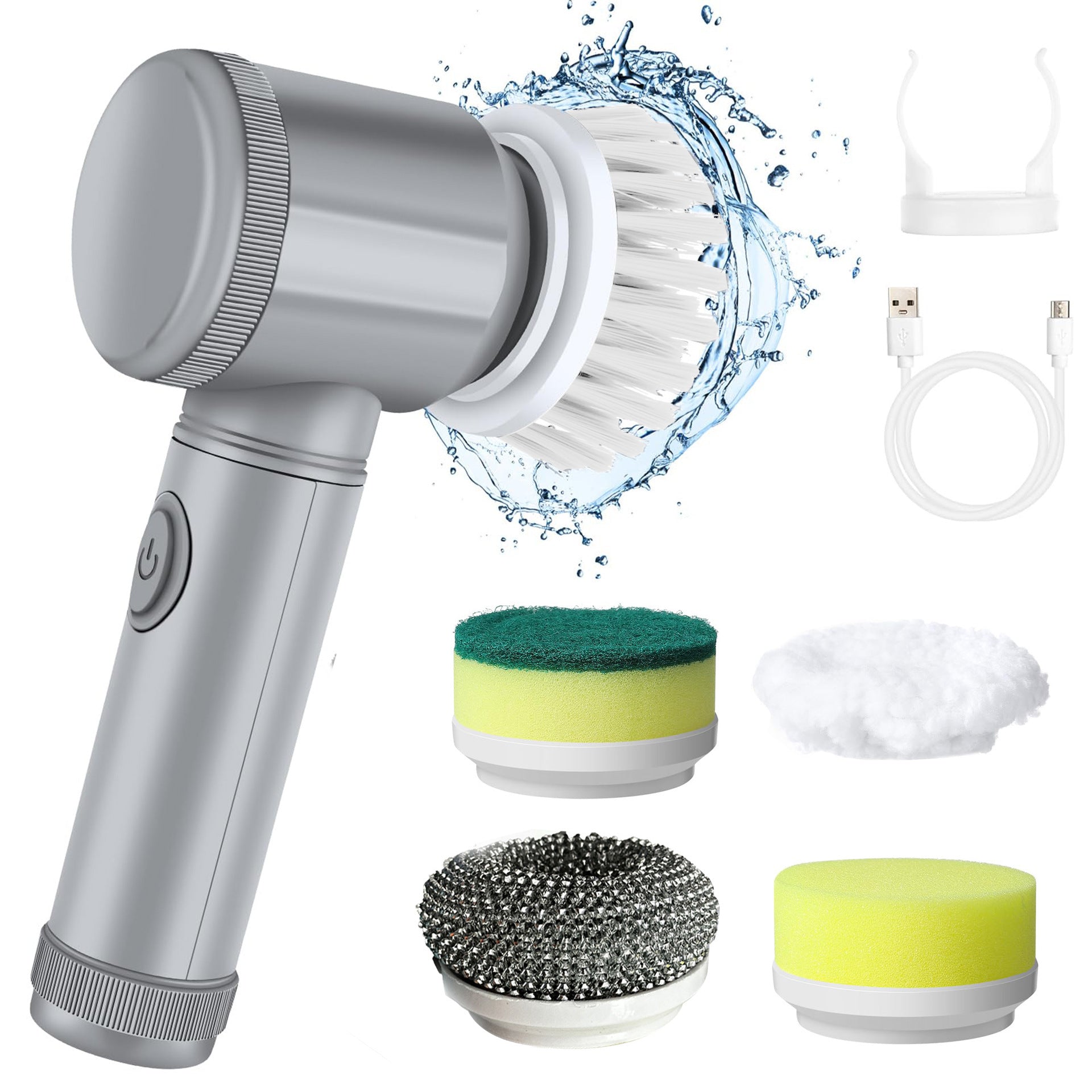 New Power Scrubber 5 Replaceable Brush Heads Electric Spin Scrubber Bathroom Cleaning Brush Power Scrubber Electric Brush Home