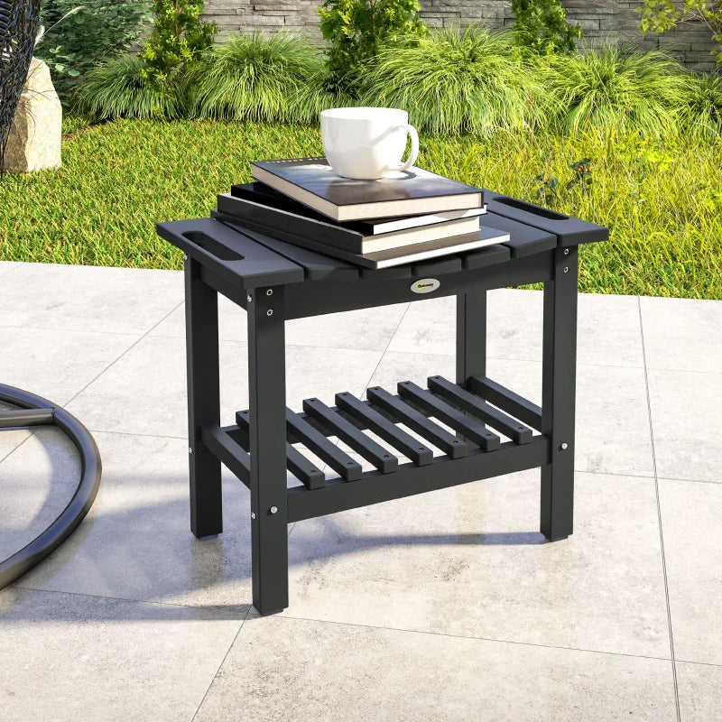 HDPE Shower Bench, Waterproof Shower Stool With Handle, Storage Shelf, Non-Slip Pads For Indoor Outdoor, Black