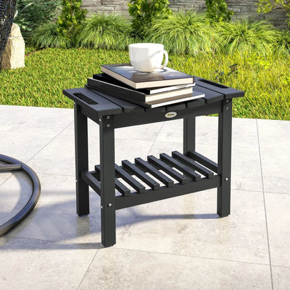 HDPE Shower Bench, Waterproof Shower Stool With Handle, Storage Shelf, Non-Slip Pads For Indoor Outdoor, Black