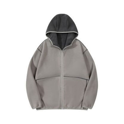 Hooded Sweater Men's Velvet Jacket Zipper