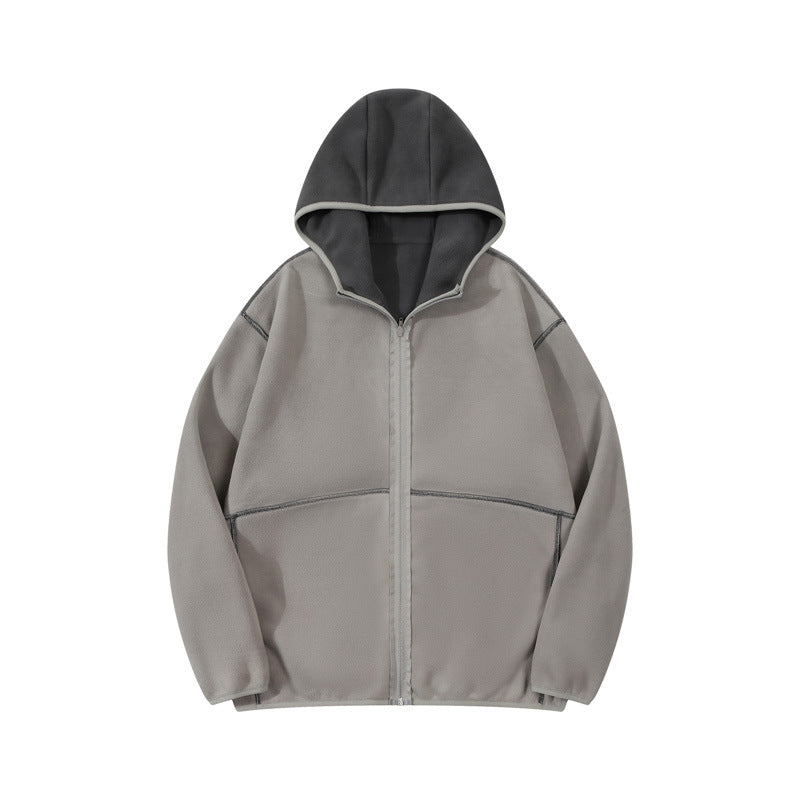 Hooded Sweater Men's Velvet Jacket Zipper