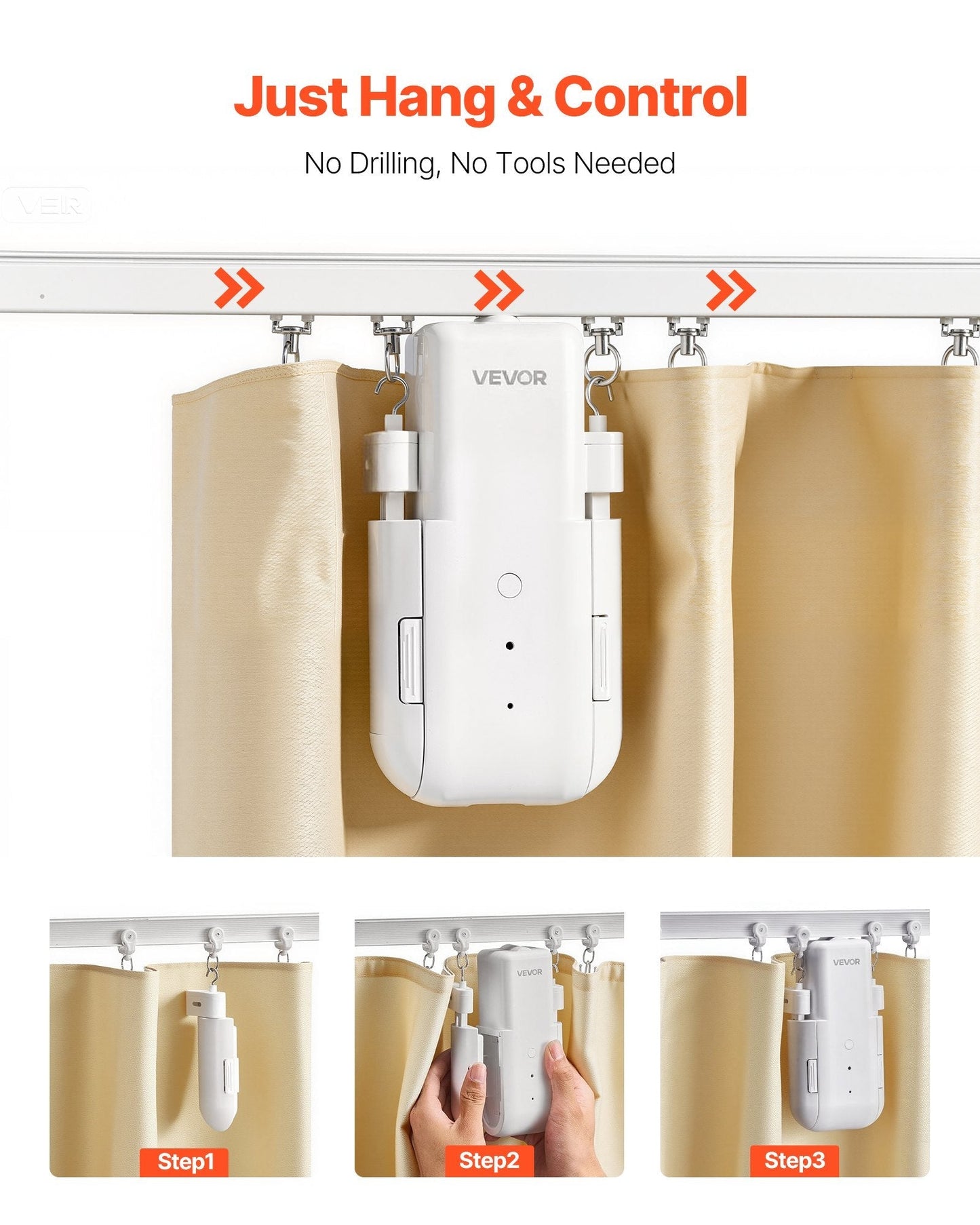 Automatic Curtain Opener, APP And Remote Control, Hub Included, Electric Smart Curtain Opener Compatible With Alexa And Google Home, Timed Opening And Closing, For U - shaped/I - shaped Rails - Glemish Aura