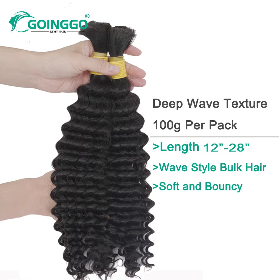 Pre-Colored Deep Wave Bulk Braiding Human Hair No Weft Remy Bulk Human Hair 14 to 28 Inch Bulk Hair Extension Crochet Braids