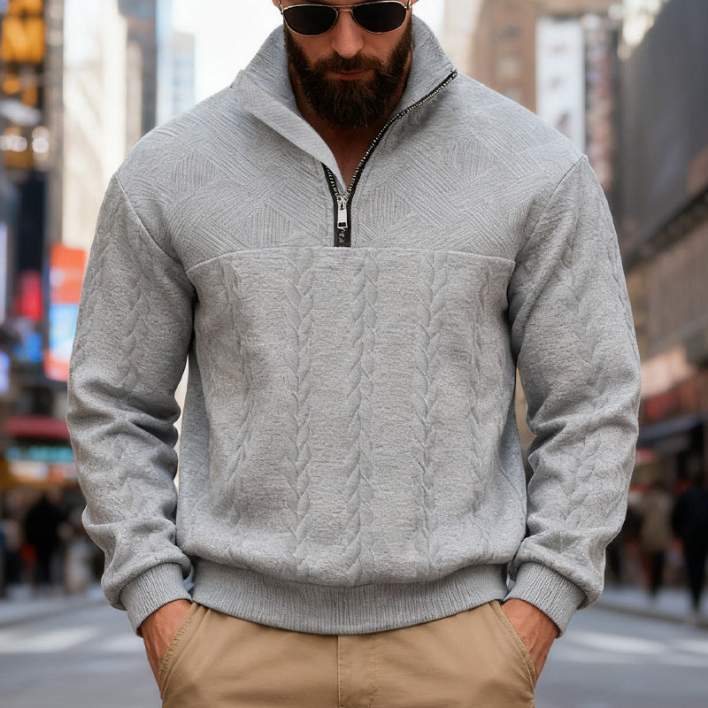 Casual Loose Zip-up Hooded Long Sleeve Stand Collar Sweatshirt Jacket