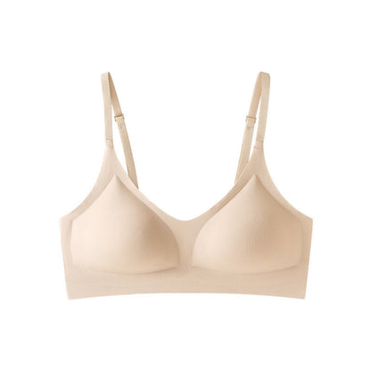 Ice-silk Jelly Seamless Push-up Bra With Semi-fixed Cups Thin And Breathable For Summer