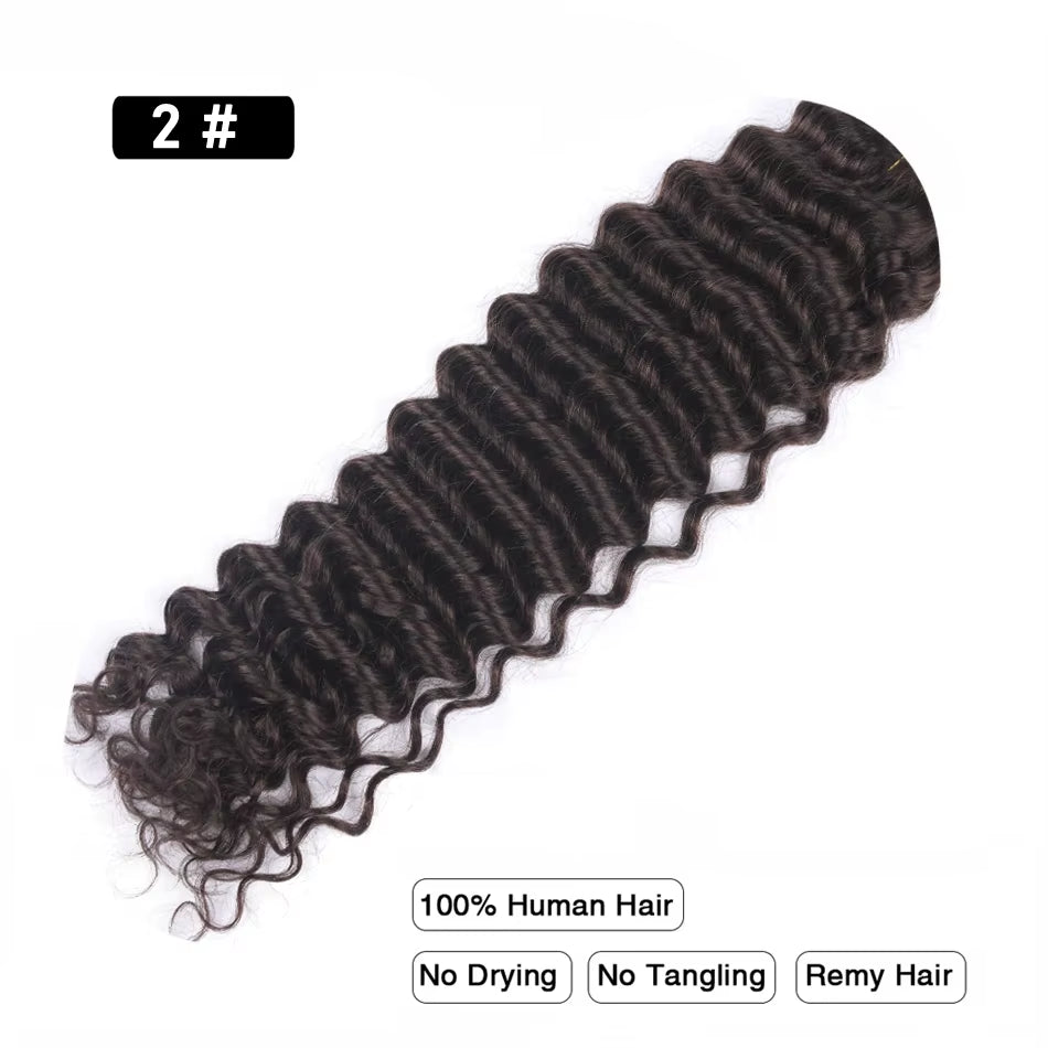 Pre-Colored Deep Wave Bulk Braiding Human Hair No Weft Remy Bulk Human Hair 14 to 28 Inch Bulk Hair Extension Crochet Braids