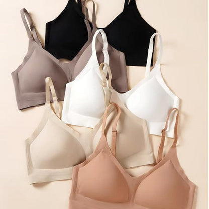 Ice-silk Jelly Seamless Push-up Bra With Semi-fixed Cups Thin And Breathable For Summer