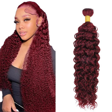 30 Inch Vinmdonm Wine Red Bundles 99J Water Wave Human Hair Bundles Burgundy Water Wave Bundles Brazilian 99J Red Bundles Human Hair Unprocessed Virgin Hair 1 Bundle Hair Weave