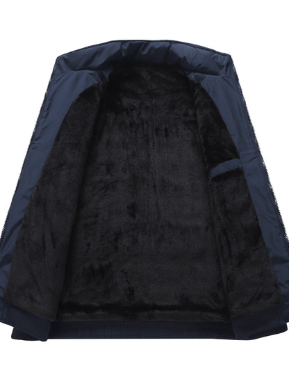 [Men's Heavy-Duty Winter Jacket] Men's Heavy-Duty Winter Jacket - Thermal Insulated Cold Weather Coat with Zipper Closure, Stand Collar - Black Formal & Casual Outerwear for Everyday Special Occasions - Non-Stretch Fabric Construction, Winter Coats, Cold