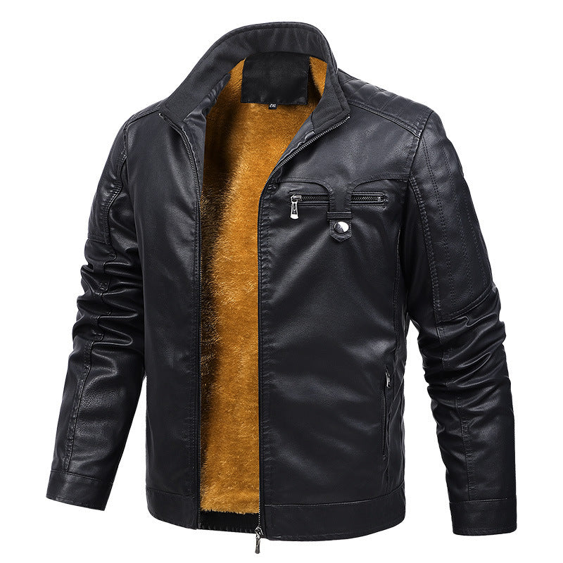 New Style Men's Velvet Thickened Stand Collar Casual Fashion