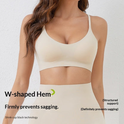 Ice-silk Jelly Seamless Push-up Bra With Semi-fixed Cups Thin And Breathable For Summer