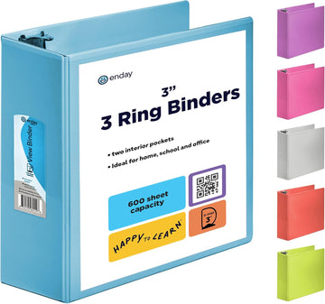 3 Inch Binder 3 Ring Binders Blue, Slant D-Ring 3” Clear View Cover with 2 inside Pockets, Heavy Duty Colored School Supplies Office and Home Binders – by