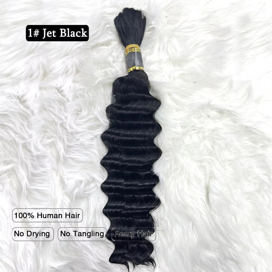 Pre-Colored Deep Wave Bulk Braiding Human Hair No Weft Remy Bulk Human Hair 14 to 28 Inch Bulk Hair Extension Crochet Braids