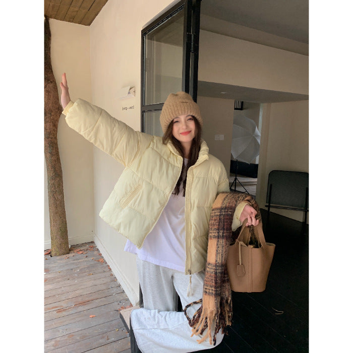 Cute Stand-up Collar Puffer Jacket For Women