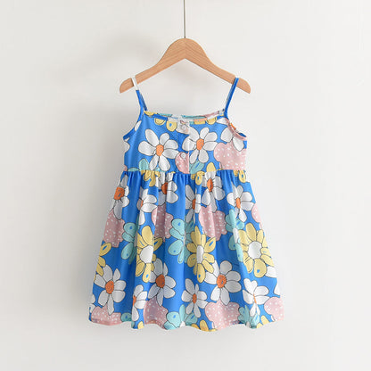 Girls Suspender Skirt Small  Floral Print Suspenders