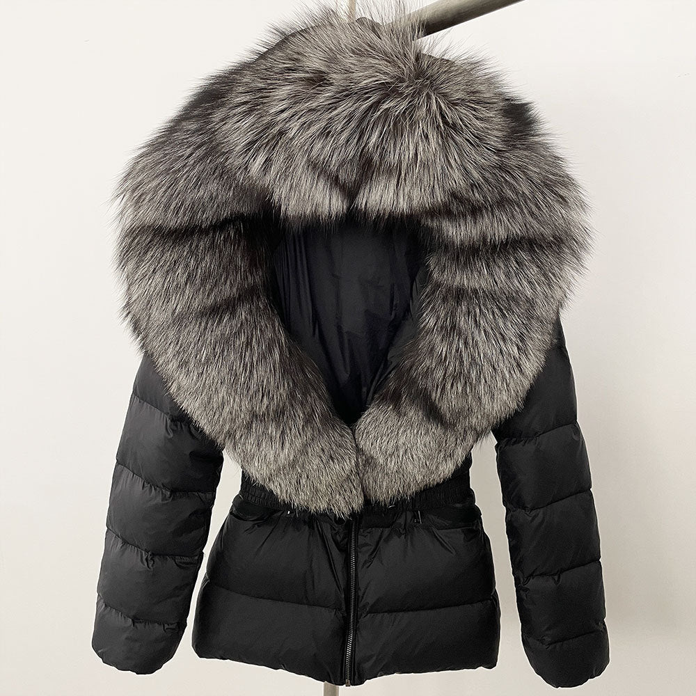 Short Women's Thickened Slim Fit Waist-tight Fur Down Jacket