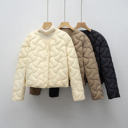Loose Minimalist Style Lightweight Round Neck Short Jacket