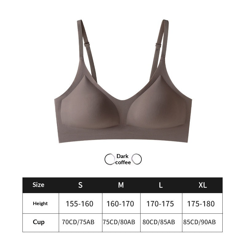 Ice-silk Jelly Seamless Push-up Bra With Semi-fixed Cups Thin And Breathable For Summer