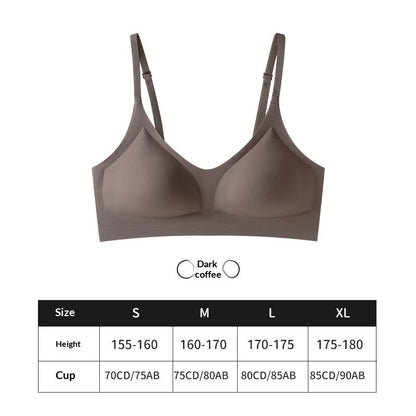 Ice-silk Jelly Seamless Push-up Bra With Semi-fixed Cups Thin And Breathable For Summer