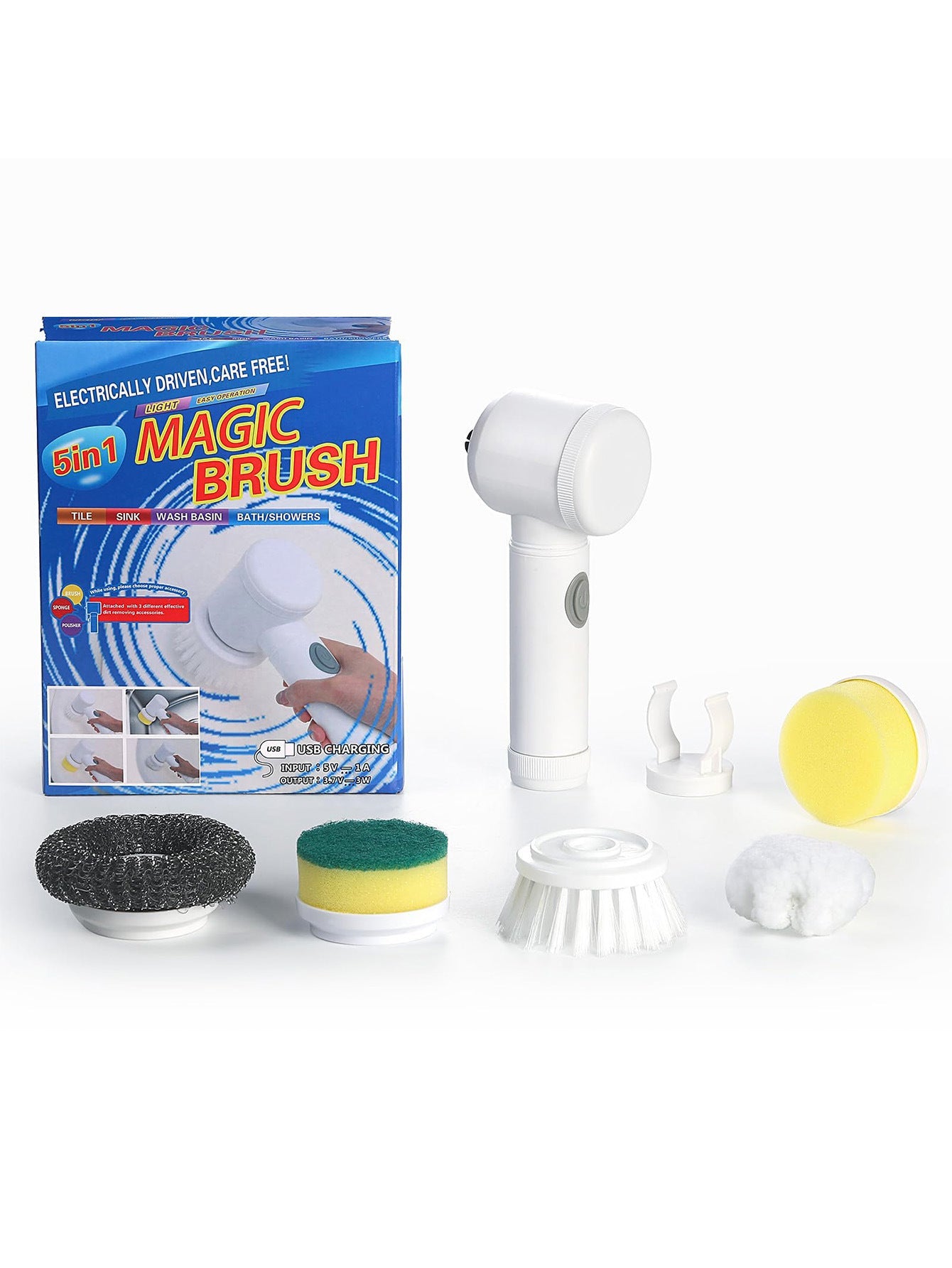 New Power Scrubber 5 Replaceable Brush Heads Electric Spin Scrubber Bathroom Cleaning Brush Power Scrubber Electric Brush Home