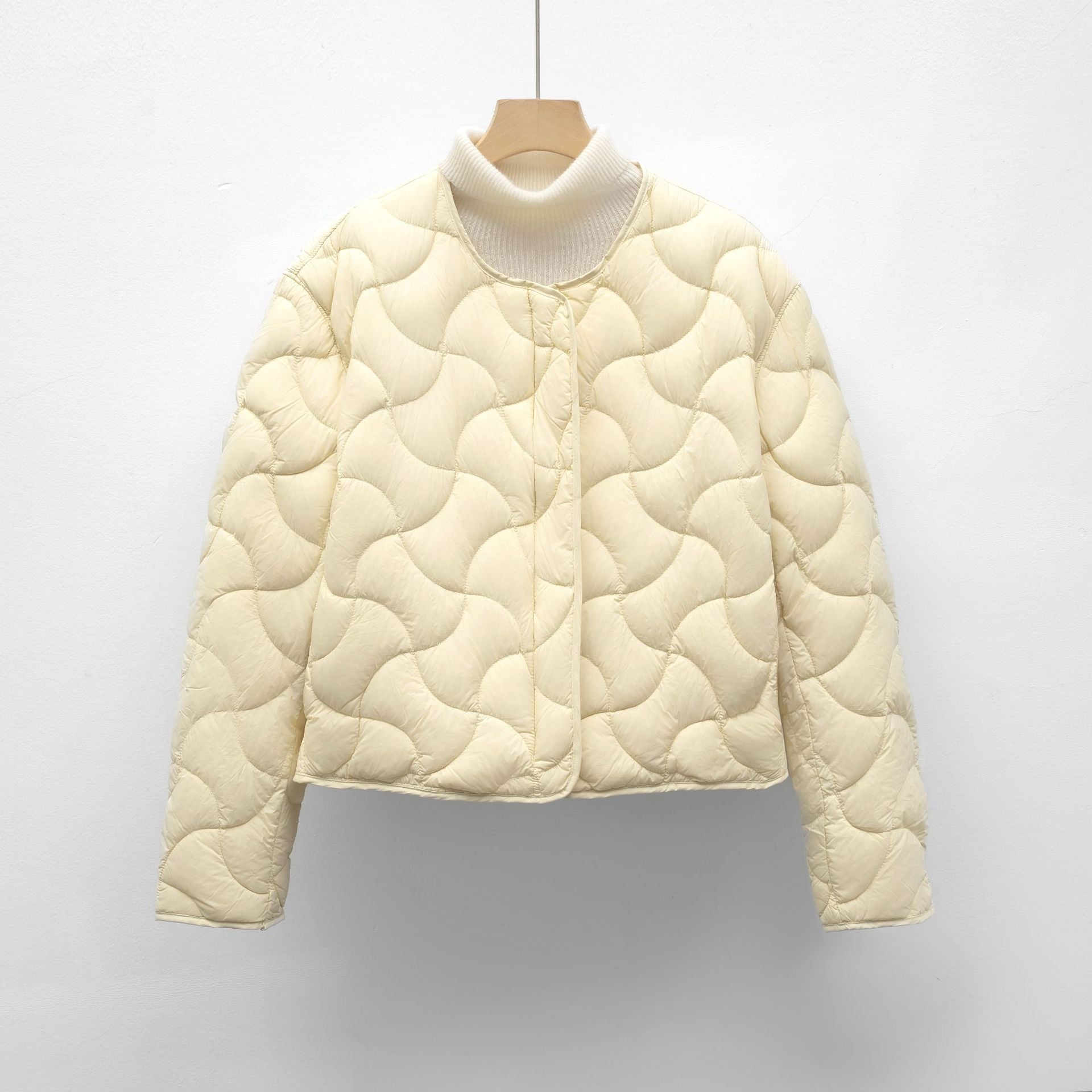 Loose Minimalist Style Lightweight Round Neck Short Jacket