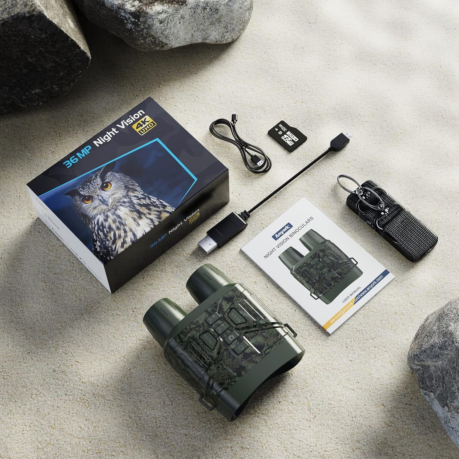 Night Vision Goggles for Adults, 4K Infrared Night Vision Binoculars with Rechargeable Battery and Anti-Shake Motion Detection for Camping