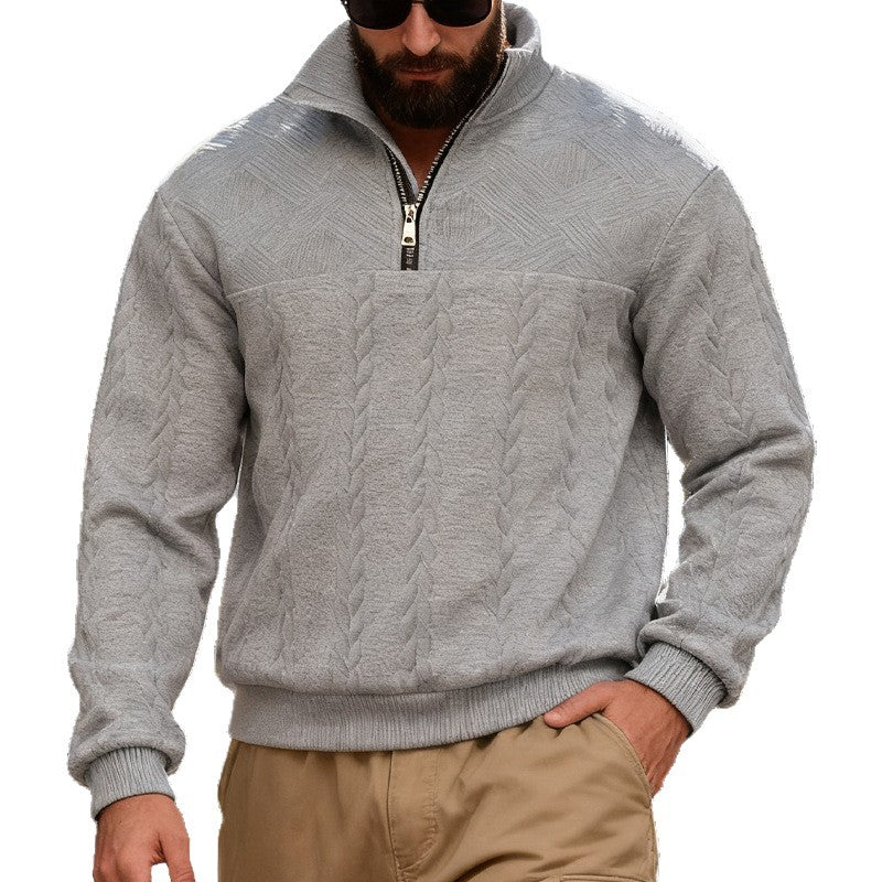 Casual Loose Zip-up Hooded Long Sleeve Stand Collar Sweatshirt Jacket