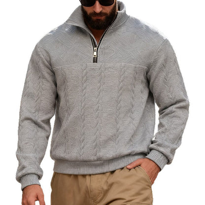 Casual Loose Zip-up Hooded Long Sleeve Stand Collar Sweatshirt Jacket