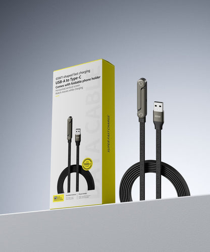 Fast Charging Foldable Bracket Data Cable 2 - in - 1 Data Wire Foldable Phone Tablet Stand Type - C To Type - C USB - A To Type - C - Glemish Aura