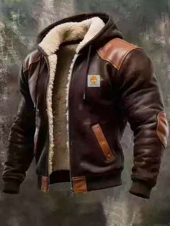 Men's Winter Fleece-Lined Thick Hooded Jacket