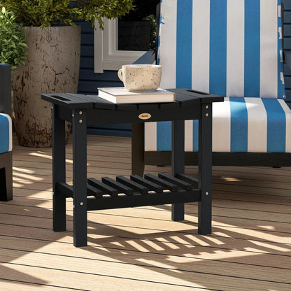 HDPE Shower Bench, Waterproof Shower Stool With Handle, Storage Shelf, Non-Slip Pads For Indoor Outdoor, Black