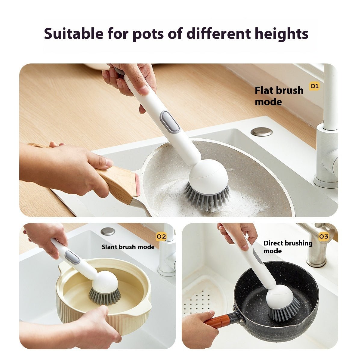 Long Handle Liquid Adding Rotating Wok Brush Kitchen Special Multifunction Cleaning Brush - Glemish Aura