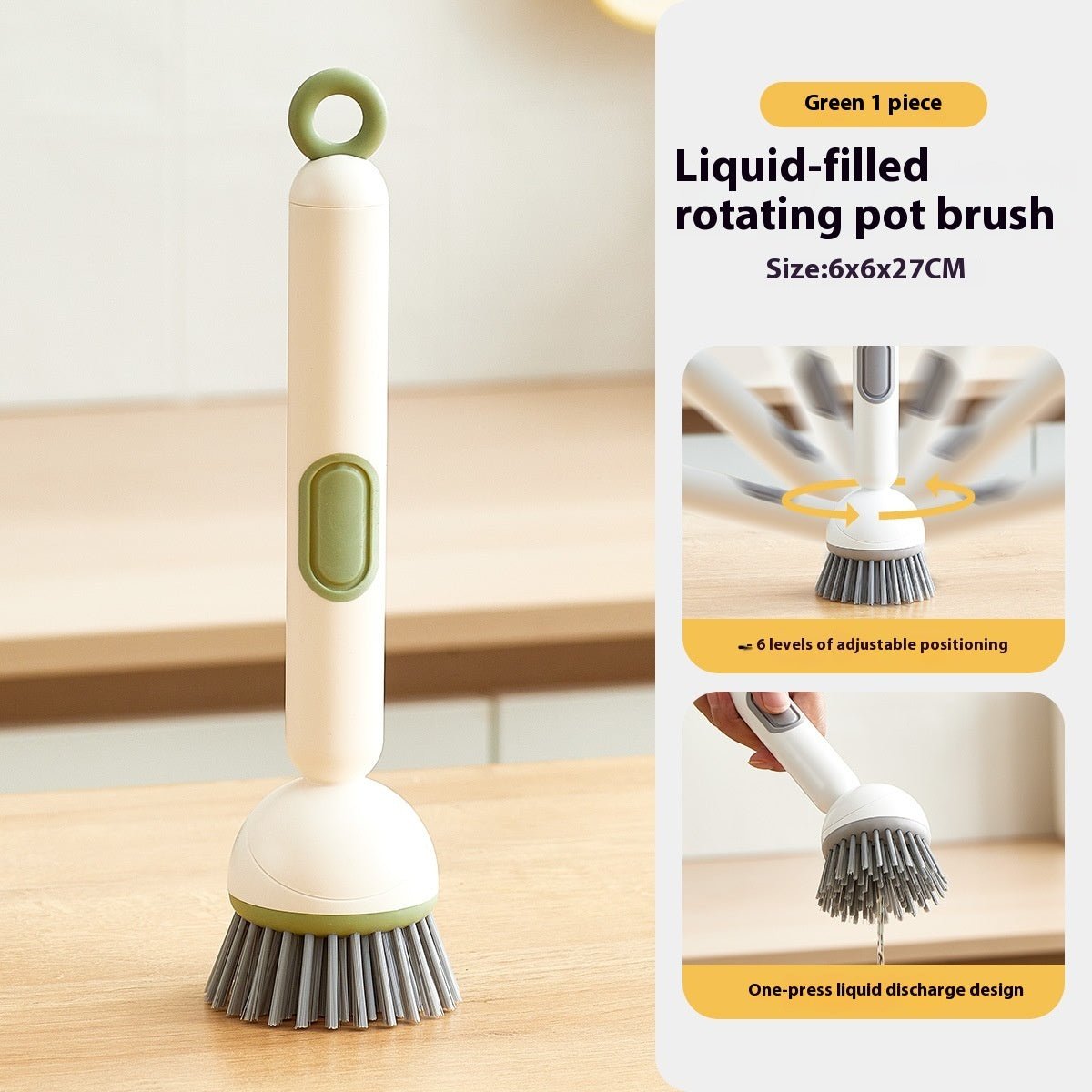 Long Handle Liquid Adding Rotating Wok Brush Kitchen Special Multifunction Cleaning Brush - Glemish Aura