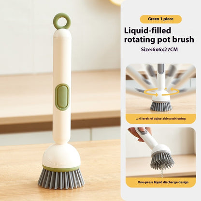 Long Handle Liquid Adding Rotating Wok Brush Kitchen Special Multifunction Cleaning Brush - Glemish Aura