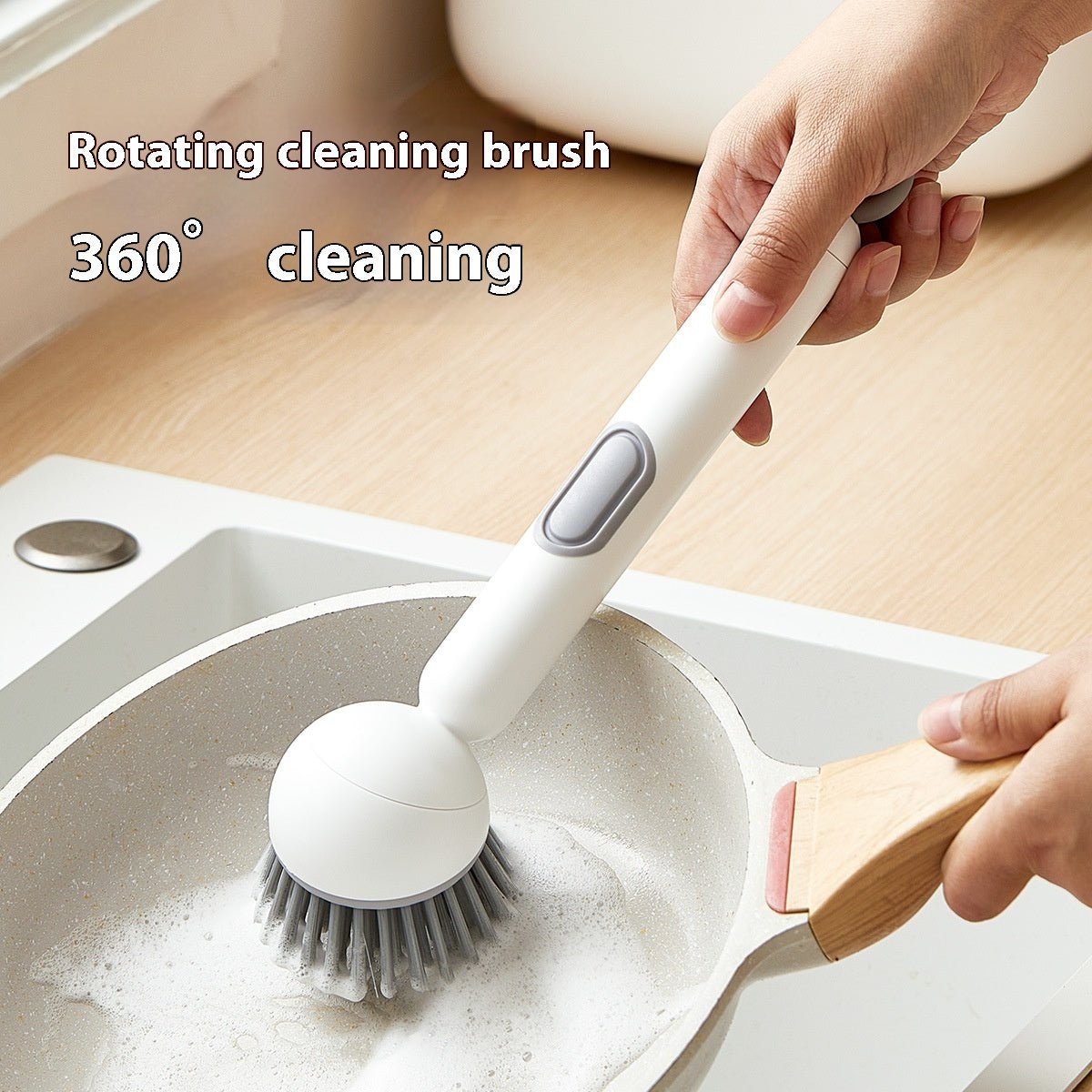 Long Handle Liquid Adding Rotating Wok Brush Kitchen Special Multifunction Cleaning Brush - Glemish Aura