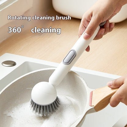 Long Handle Liquid Adding Rotating Wok Brush Kitchen Special Multifunction Cleaning Brush - Glemish Aura