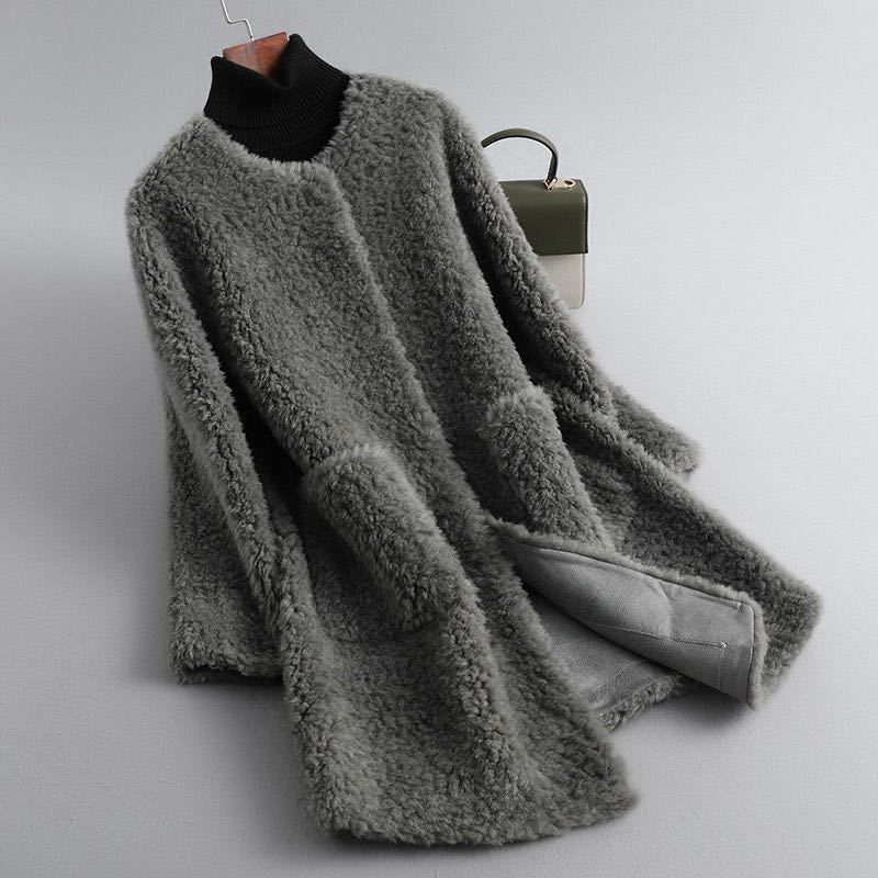 Particulate Sheep Sheared Fur Women'S Coat